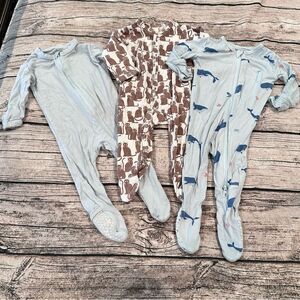 Lot of 3 Bamboo or Organic Cotton Sleepers Kickee Pants, Kate Quinn Size 0-3